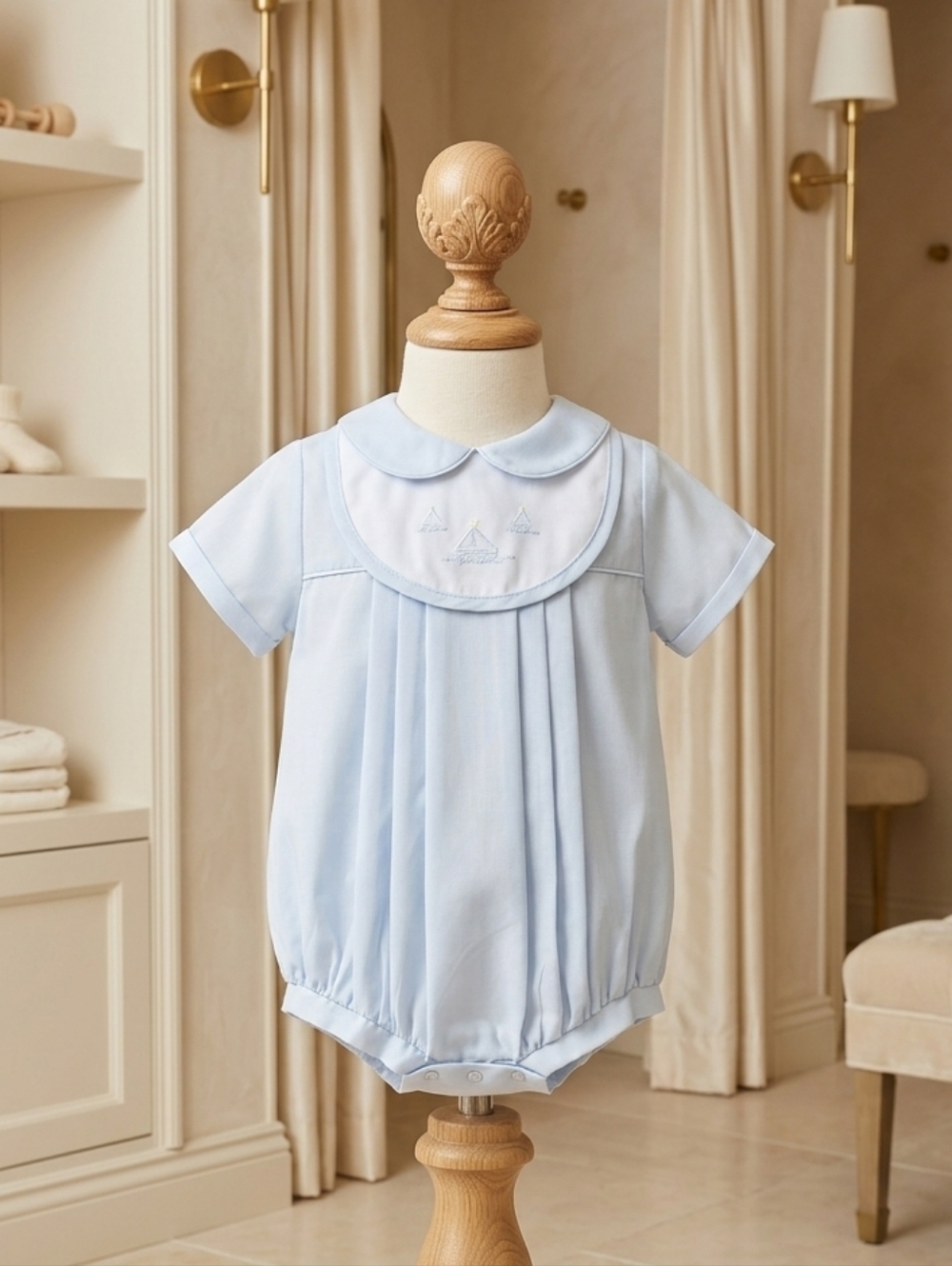 Petit Ami Light Blue Baby Boys Romper